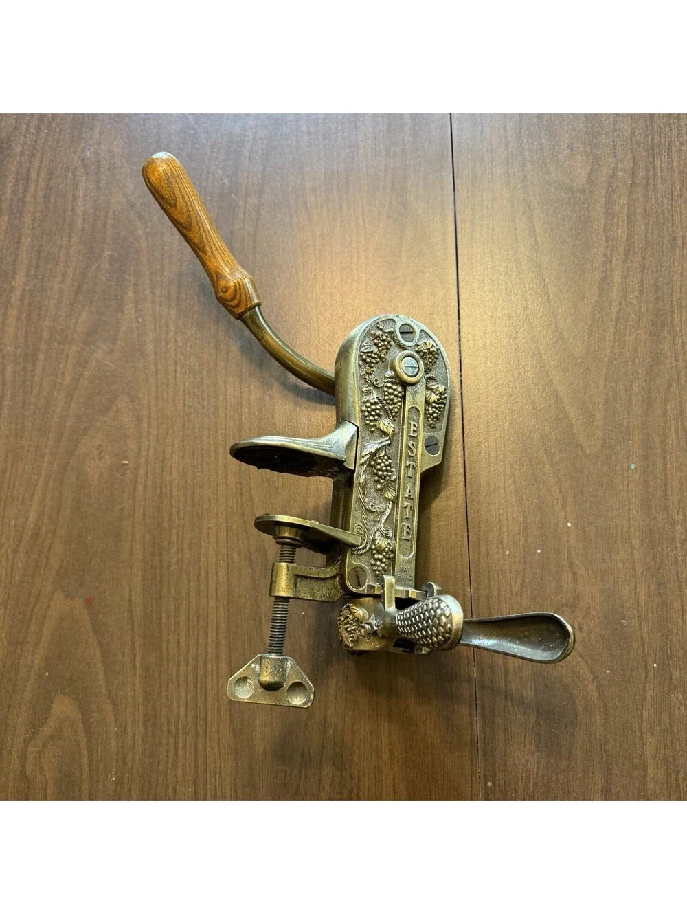 Rogar Estate Table Mount Wine Opener w/Grape Detail in Antique Bronze
